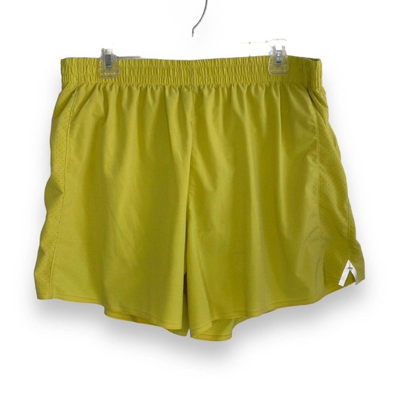 Fabletics Womens Size XXL Athletic Lined Shorts Yellow Back Pocket Reflector GUC - Picture 1 of 14